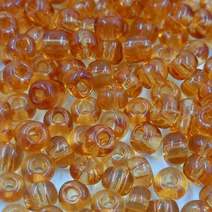 25g Miçanga Gold Transparente Topázio 2B - 6/0(4,1mm) Aprox. 260Peças