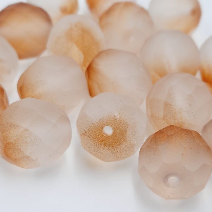 1Fio 10mm Cristal Facetado Bege Degradê - Aprox. 42Peças