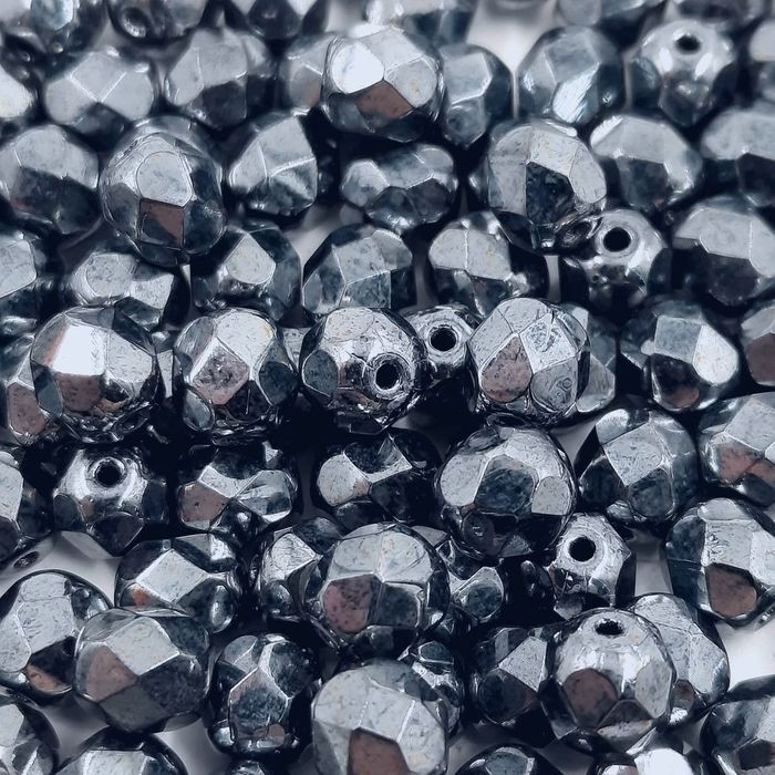 1Fio 6mm Cristal Facetado Jet Hematite 23980/14400 - Aprox. 68Peças