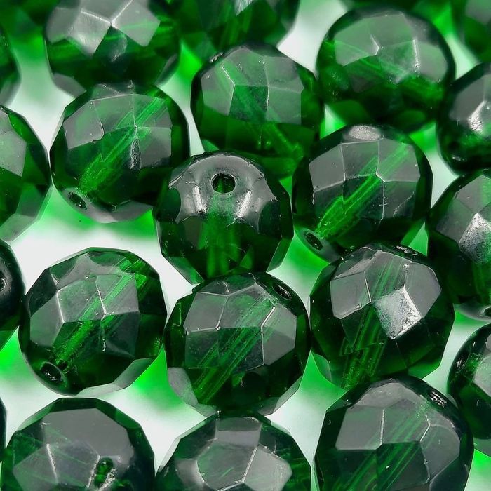 1Fio 12mm Cristal Facetado Verde Escuro 5014 - Aprox.36Peças