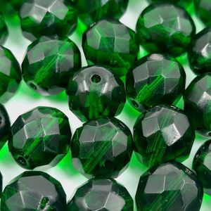 1Fio 12mm Cristal Facetado Verde Escuro 5014 - Aprox.36Peças