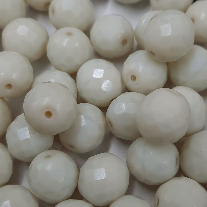 1Fio 12mm Cristal Facetado Off White 11000 - Aprox. 36Peças