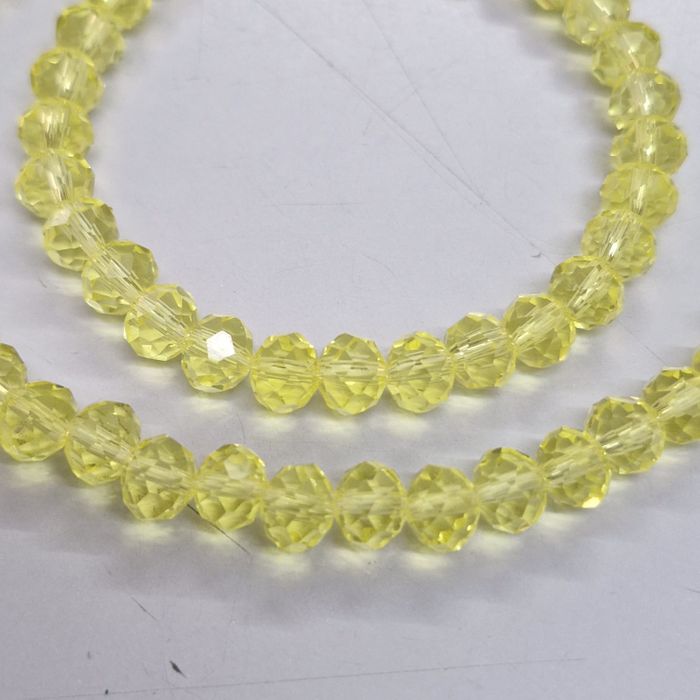 1 Fio 8mm Transparente Amarelo Claro - Aprox. 53Peças