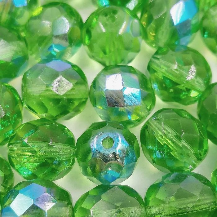 1 Fio 10mm Transparente Verde Aurora Boreal 5052 - Aprox. 42Peças
