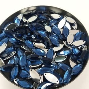 Strass Acrilico Premium para costura Navete 2 Furos Montana - 7x15 50 Peças