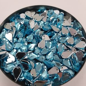 Strass Acrilico Premium para costura Gota 2 Furos Aqua - 8x13 50 Peças