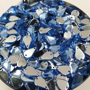 Strass Acrilico Premium para costura Gota 2 Furos Safira - 8x13 50 Peças
