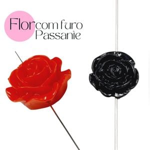 Flor Com Furo Passante Rosa - 25mm 50 Peças