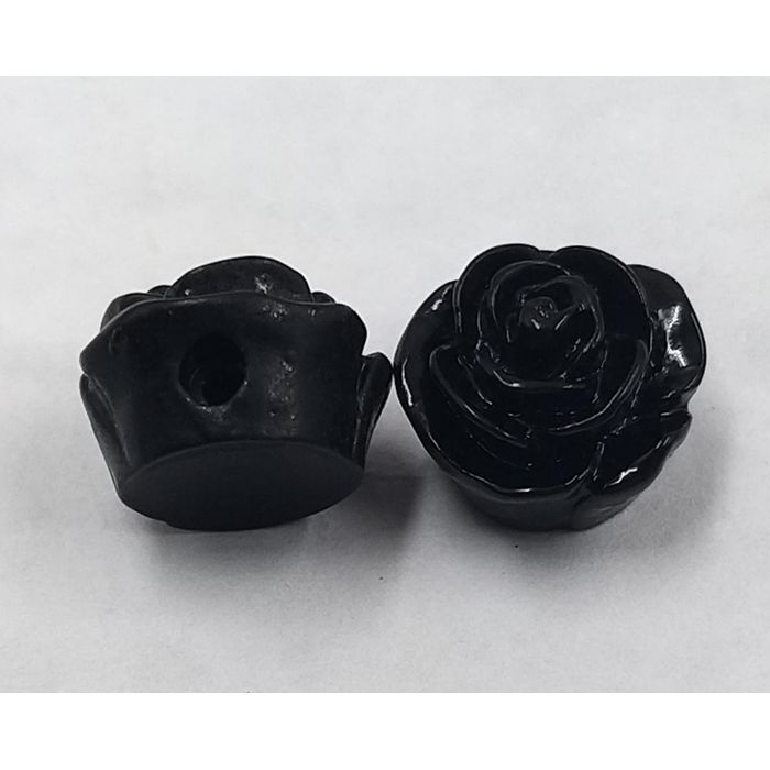 Flor Com Furo Passante Preta - 15mm 50 Peças