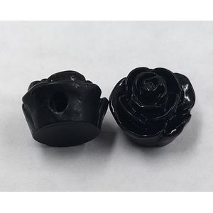 Flor Com Furo Passante Preta - 15mm 50 Peças