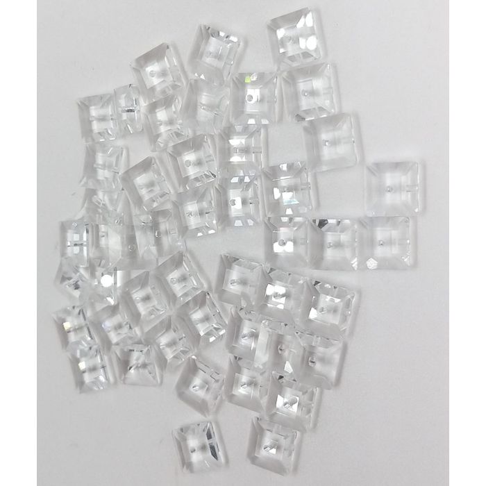 Strass Swarovski Quadrado Com Furo Cristal - 8mm 24 Peças