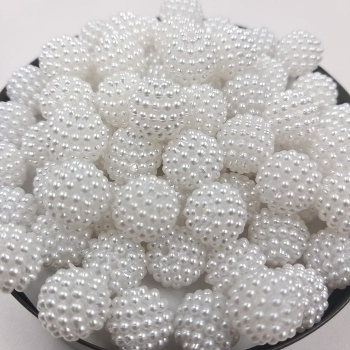 Perola Craquelada ABS com Furo Passante 10mm Branco