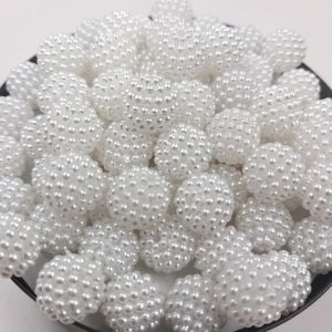 Perola Craquelada ABS com Furo Passante 10mm Branco