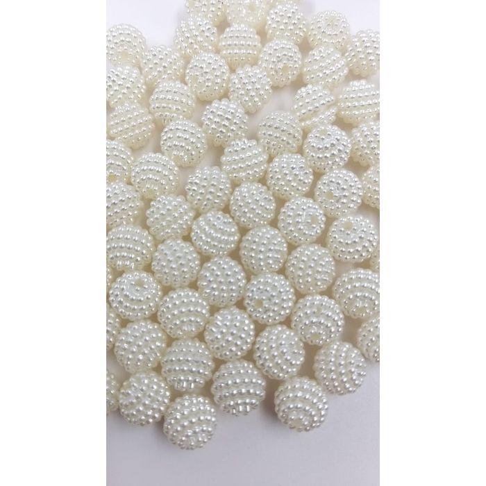 Perola Craquelada ABS com Furo Passante 10mm Creme