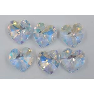 Coração Swarovski com furo Aurora Boreal - 18x17,5mm 6 Peças