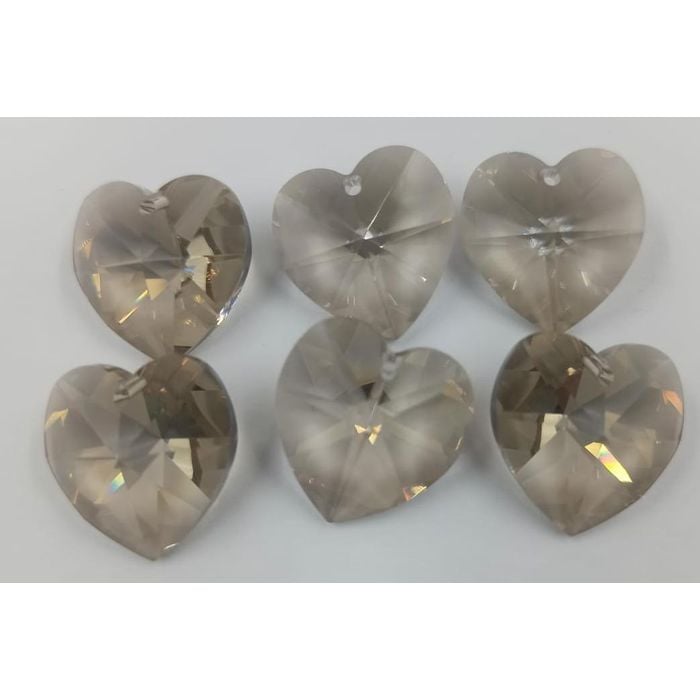 Coração Swarovski com furo Cristal Silver - 18x17,5mm 6 Peças