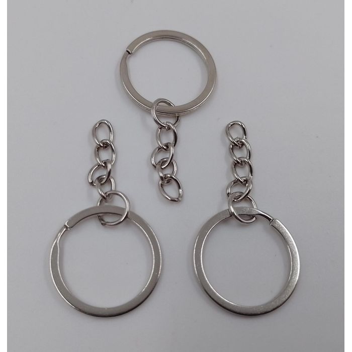 Argola Chaveiro C/ corr - 25mm Niquel - Com 10 Peças