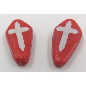 Entremeio Artesanal Caixão Vermelho com Branco - 28x16mm - 02 Peças