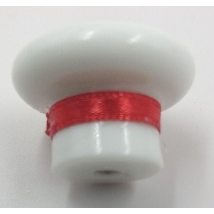 Entremeio Artesanal Chapéu Branco com Cetim Vermelho - 16x22mm - 01 Peça