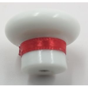 Entremeio Artesanal Chapéu Branco com Cetim Vermelho - 16x22mm - 01 Peça