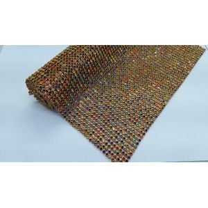 Manta De Strass Colorida Base Dourada - 20x45cm 1 Peça