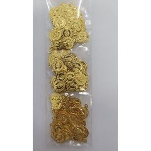Pingente Moedas 10mm Dourada - 50 Peças 