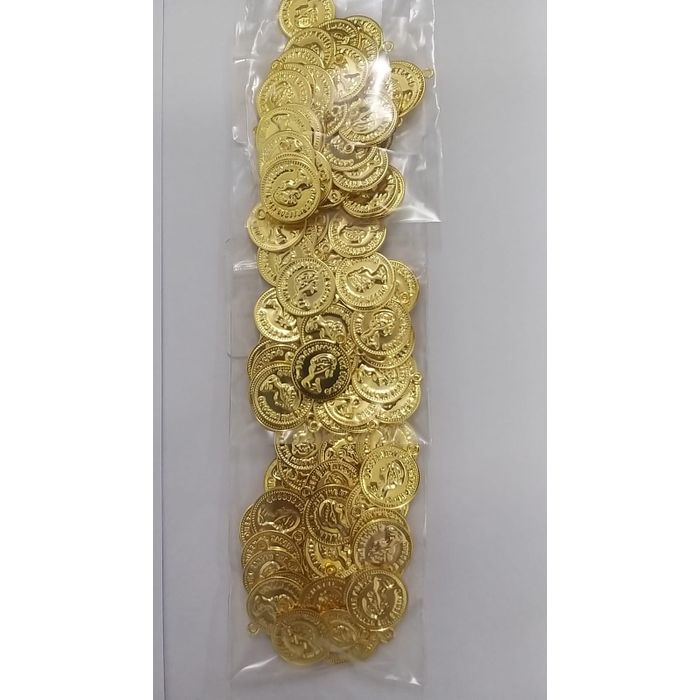 Pingente Moedas 15mm Dourada - 50 Peças 