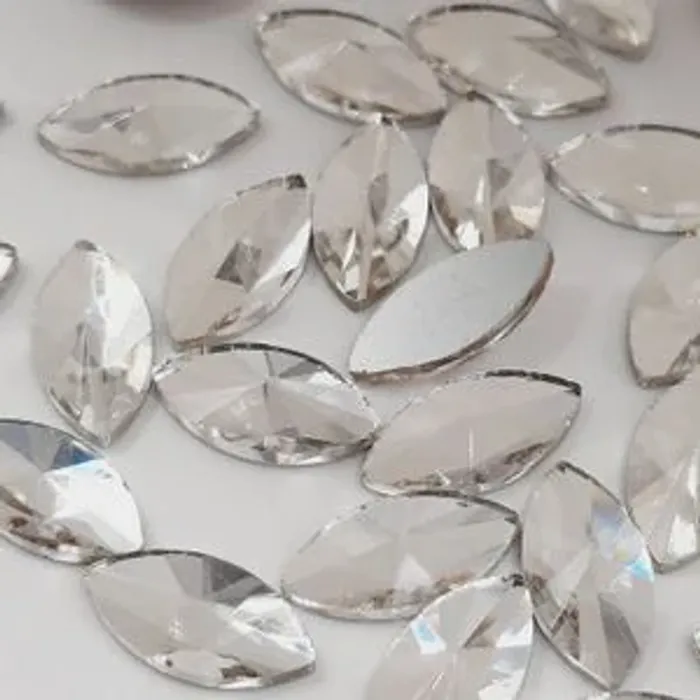 Strass Elegance Base Reta sem cola Navete Cristal - 6x12mm 20Peças