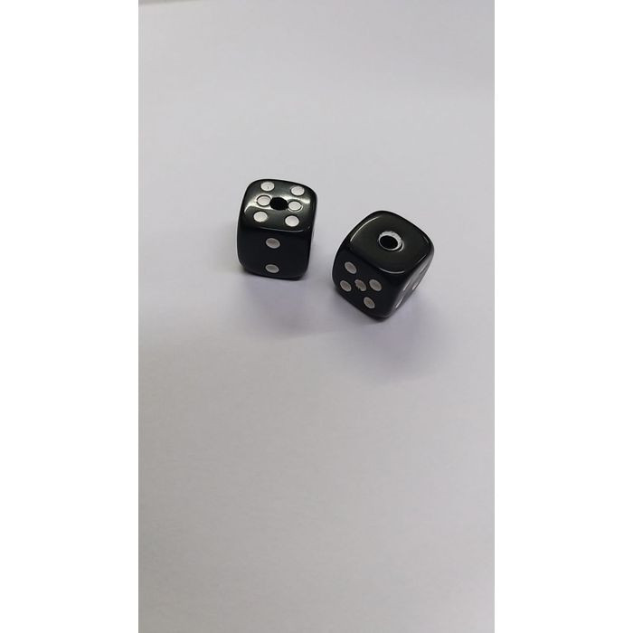 Entremeio Dado com furo passante Preto - 12mm - 02 Peças