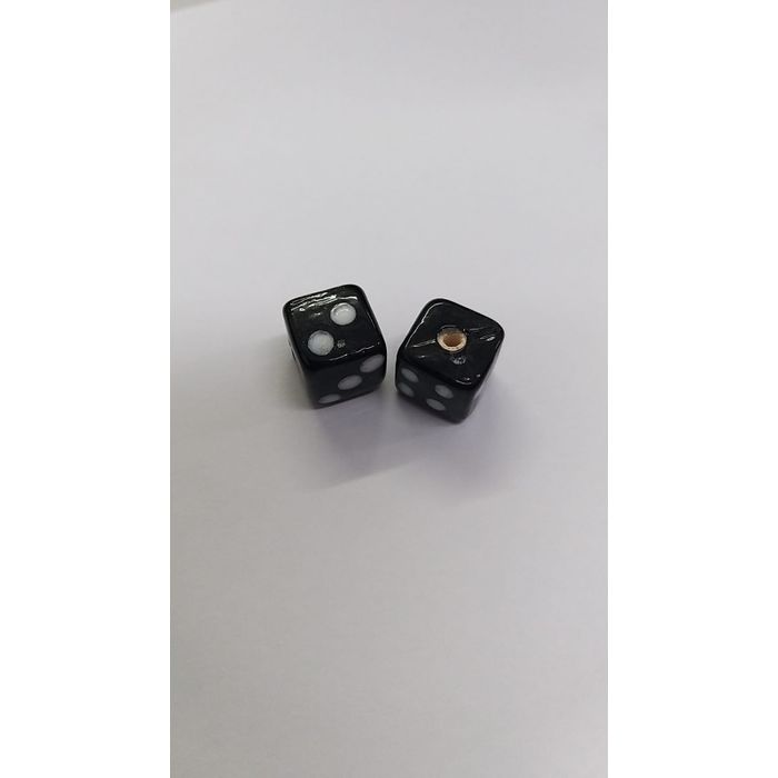 Entremeio Dado com furo passante Porcelana 12mm Preto - 02 Peças