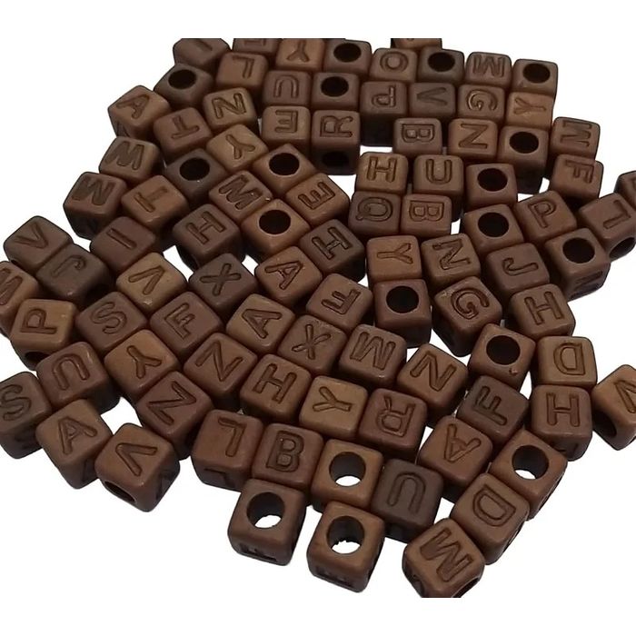 Miçanga Letrinha Quadrada Marrom -  6mm 25g
