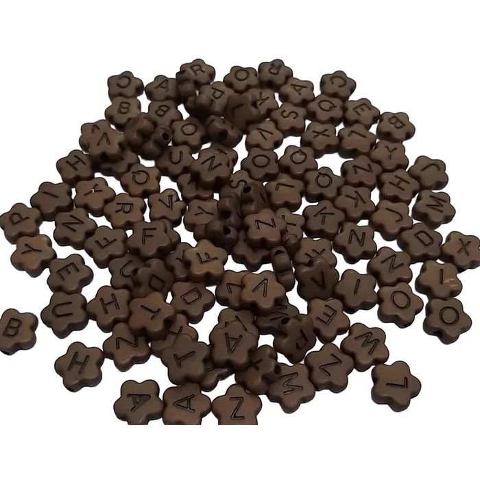 Miçanga Letrinha Flor Marrom com Preto -  6mm 25g