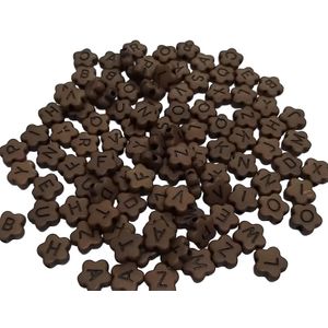 Miçanga Letrinha Flor Marrom com Preto -  6mm 25g