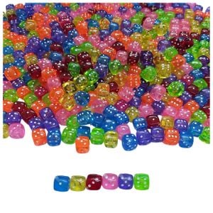 Entremeio Dado com Furo Passante Transparente Colorido - 8mm 25g Aprox. 55 Peças