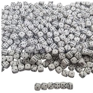 Entremeio Dado com Furo Passante Fosco Branco com Preto - 8mm 25g Aprox. 50 Peças