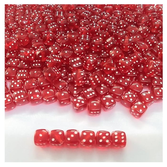 Entremeio Dado com Furo Passante Transparente Vermelho - 8mm 12,5g Aprox. 28 Peças