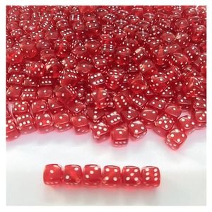 Entremeio Dado com Furo Passante Transparente Vermelho - 8mm 12,5g Aprox. 28 Peças