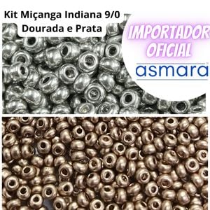 kit Miçanga Asmara Fosca Dourado e Prata - 9/0(2,6mm) 25g Aprox. 1.200 Peças cada