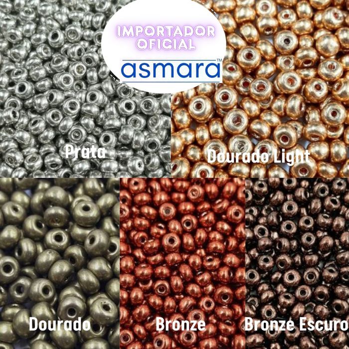 KIT MIC ASMARA INDIANA COM 05 CORES METALIZADAS 6/0 25 GRAMAS CADA