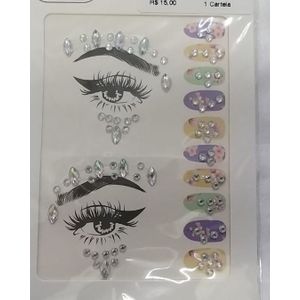 Cartela de Strass Tatuagem para Rosto/Maquiagem - 01 Peça