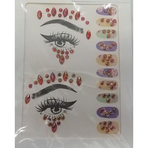 Cartela de Strass Tatuagem para Rosto/Maquiagem - 01 Peça
