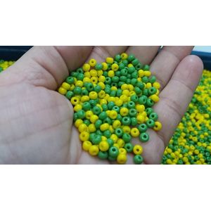 Miçanga Asmara Mix Amarela e Verde - 6/0(4,1mm) 25g Aprox. 300 Peças
