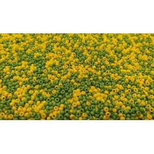 Miçanga Asmara Mix Amarela e Verde - 9/0(2,6mm) 25g Aprox. 300 Peças