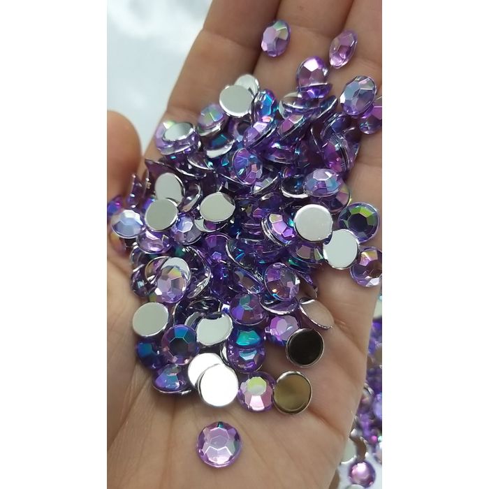 CHATON REDONDO S/C 8MM T LILAS AB ACRILICO 100PECAS