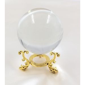 ESFERA DE VIDRO 5,5CM COM SUPORTE DOURADO
