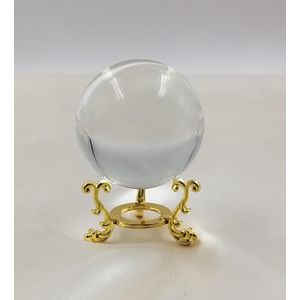 ESFERA DE VIDRO 5,5CM COM SUPORTE DOURADO