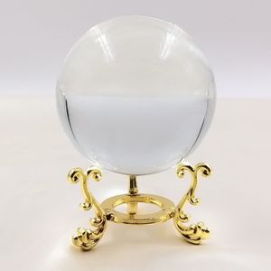 ESFERA DE VIDRO 8CM COM SUPORTE DOURADO