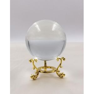 ESFERA DE VIDRO 8CM COM SUPORTE DOURADO
