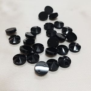 Chaton Chinês Rivoli 2 Furos Preto - 8mm 25 Peças