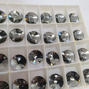 Strass Swarovski Rivoli 2 Furos Black Diamond - 12mm 72 Peças